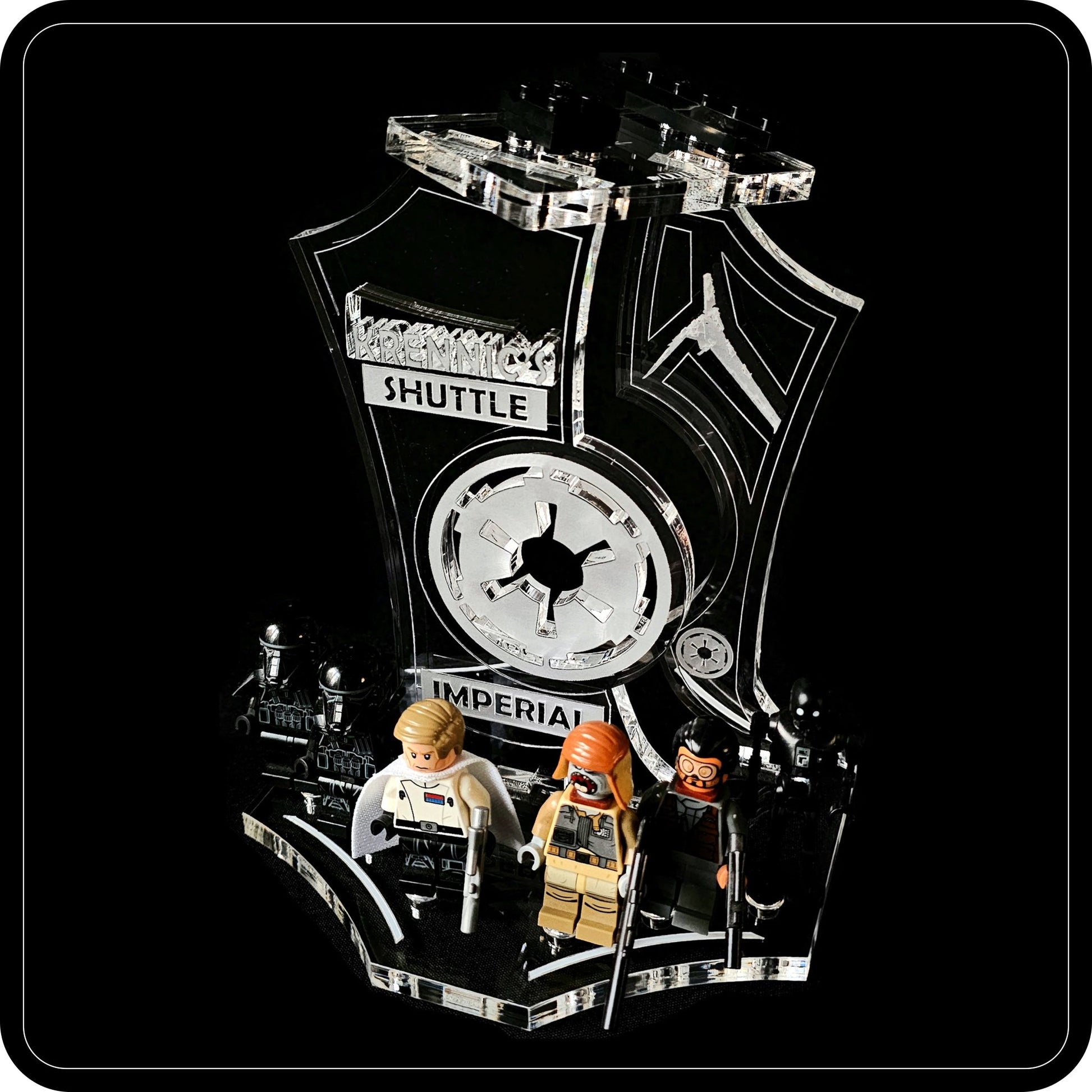 Display stand angled for Lego - 75156 Krennic's Imperial Shuttle + minifigures slots (A1124)-4