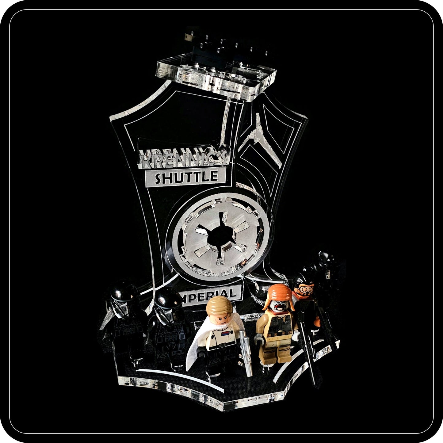 Display stand angled for Lego - 75156 Krennic's Imperial Shuttle + minifigures slots (A1124)-6