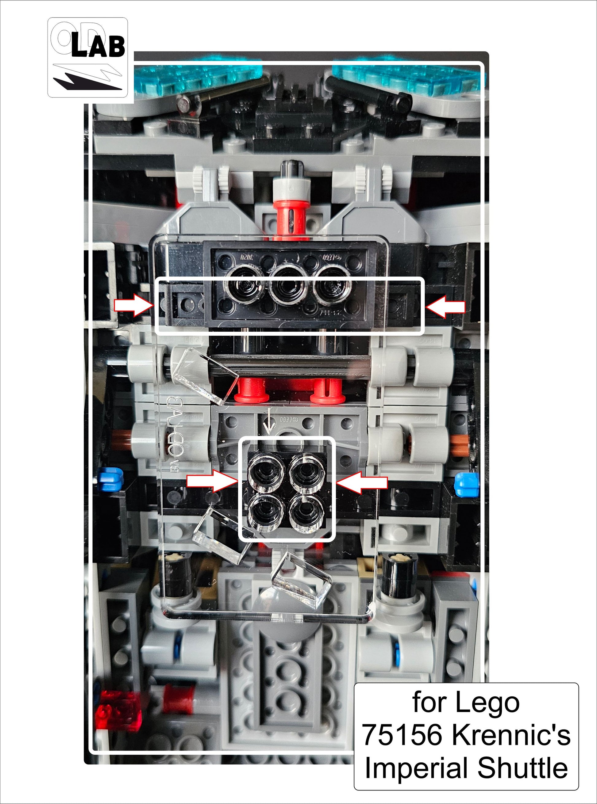 Display stand angled for Lego - 75156 Krennic's Imperial Shuttle + minifigures slots (A1124)-f
