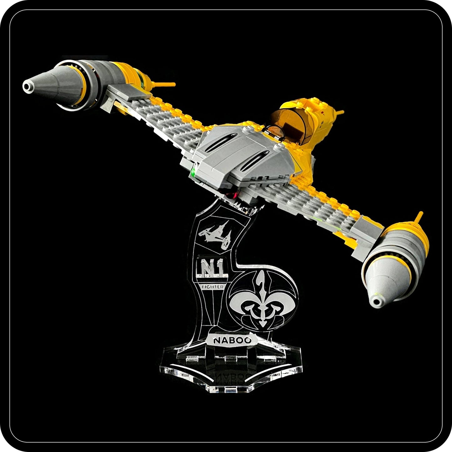 Display stand angled for Lego 75092-7877-7660-7141 Naboo Starfighter (A1125)-2