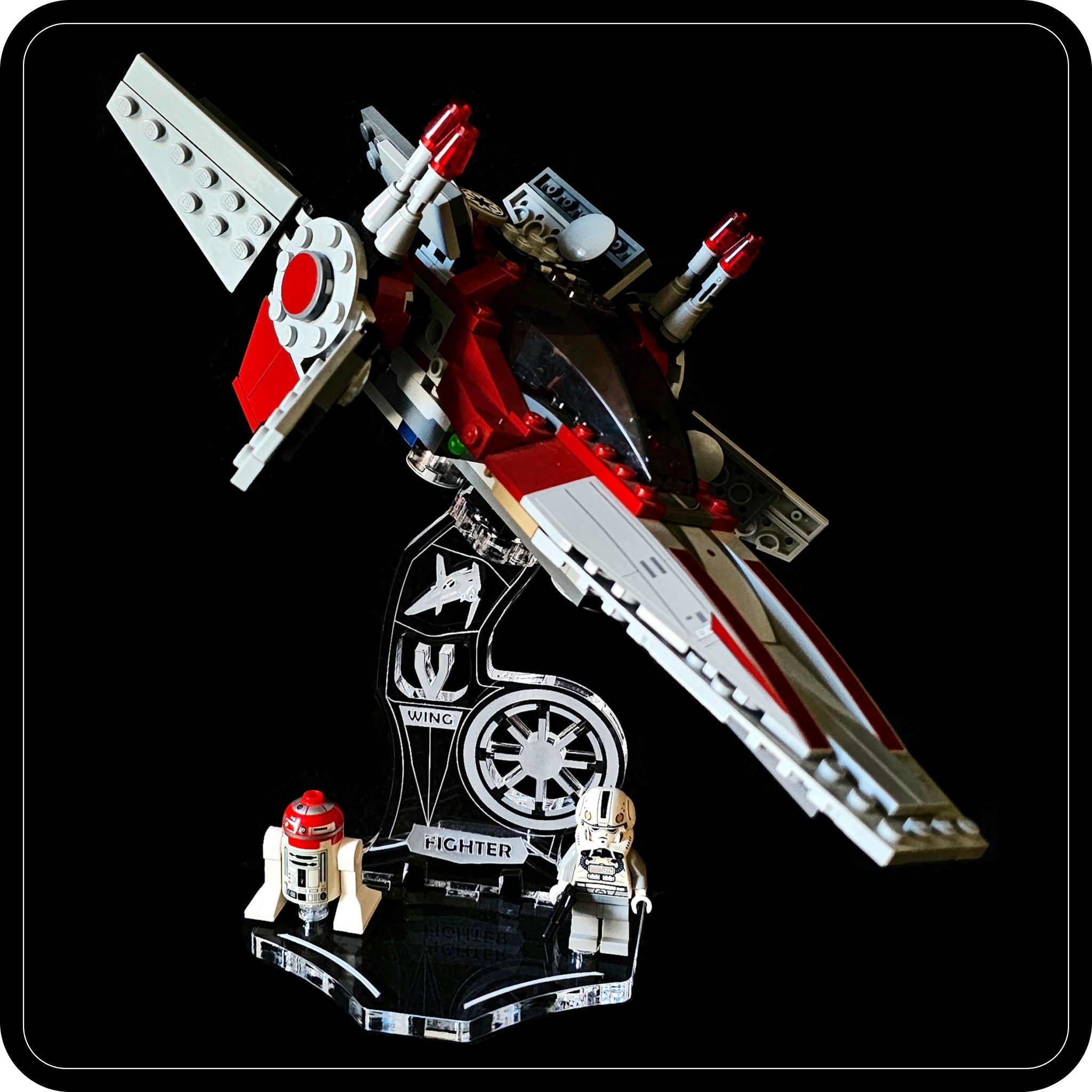 Display stand angled for Lego 75039-6205 V-Wing Starfighter (A1126