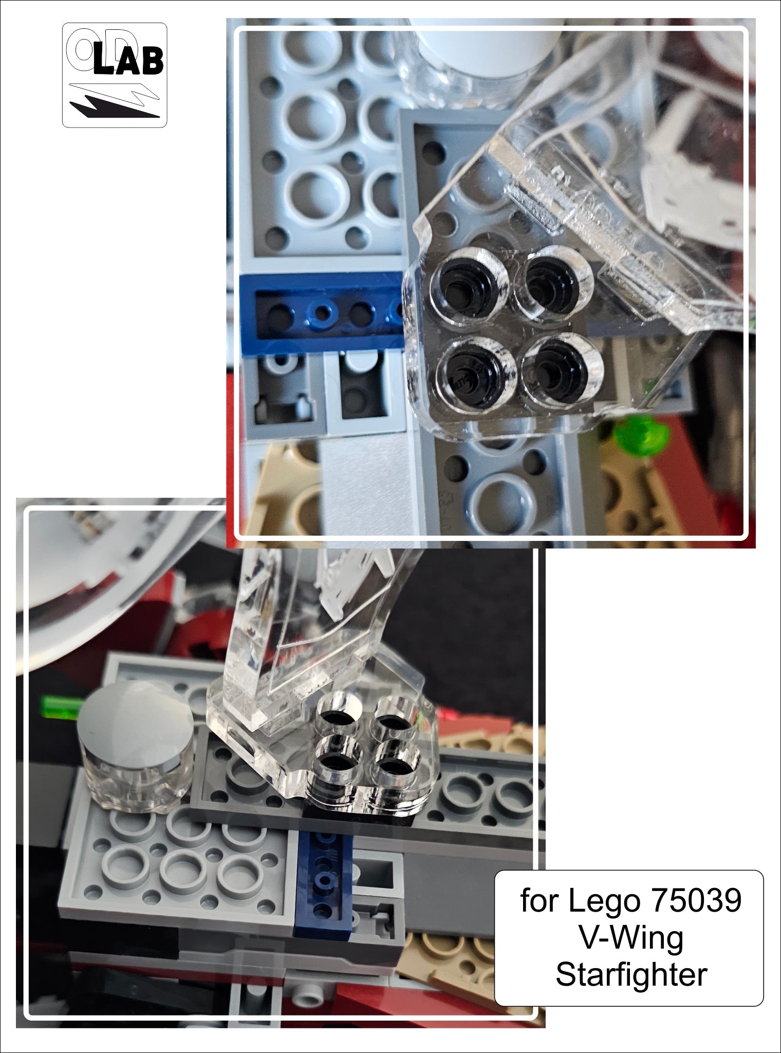 Display stand angled for Lego 75039-6205 V-Wing Starfighter (A1126)-f