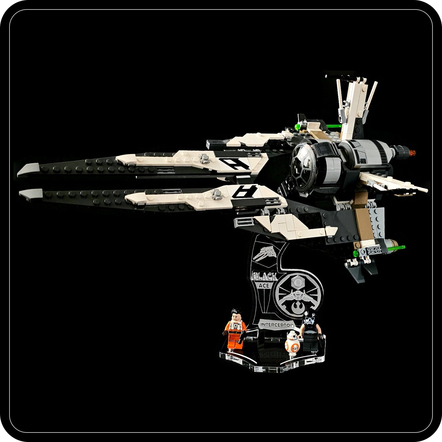Display stand angled for Lego 75242 Black Ace TIE Interceptor (A1128)-1