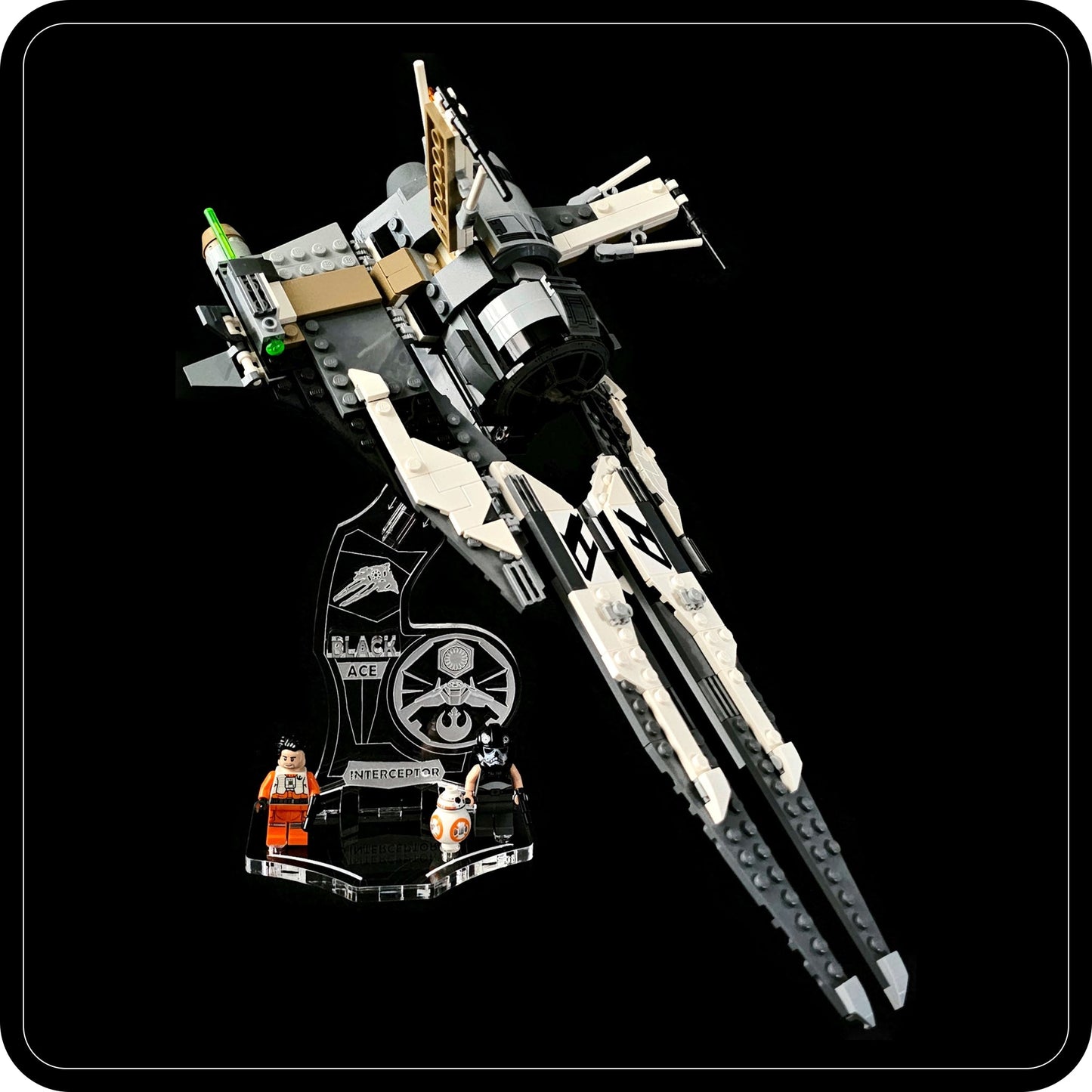 Display stand angled for Lego 75242 Black Ace TIE Interceptor (A1128)-9