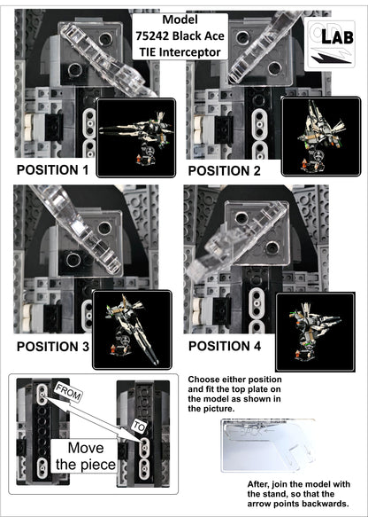 Display stand angled for Lego 75242 Black Ace TIE Interceptor (A1128)-f