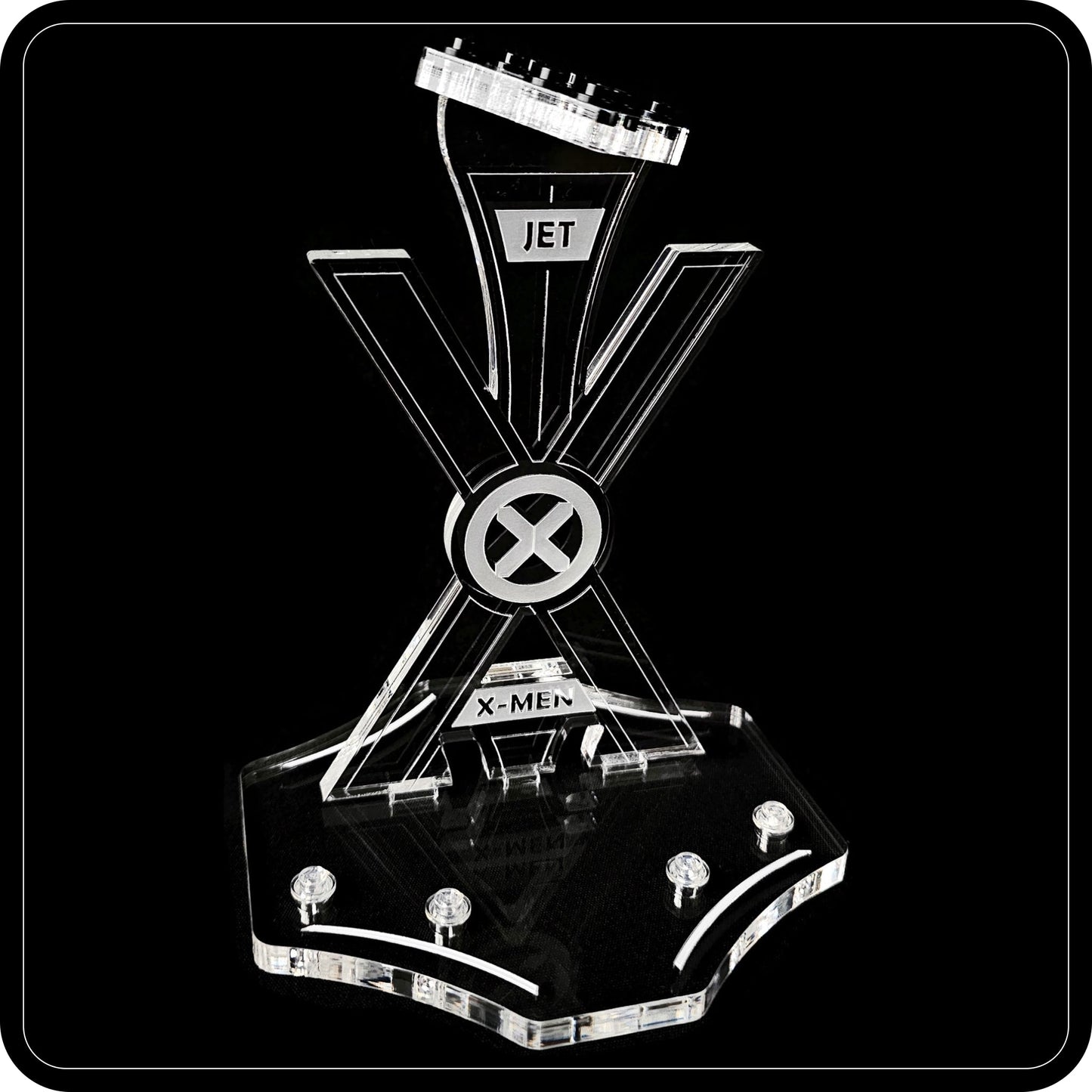 Display stand angled for Lego 76281 X-Men X-Jet + minifigures slots (A1129)-1