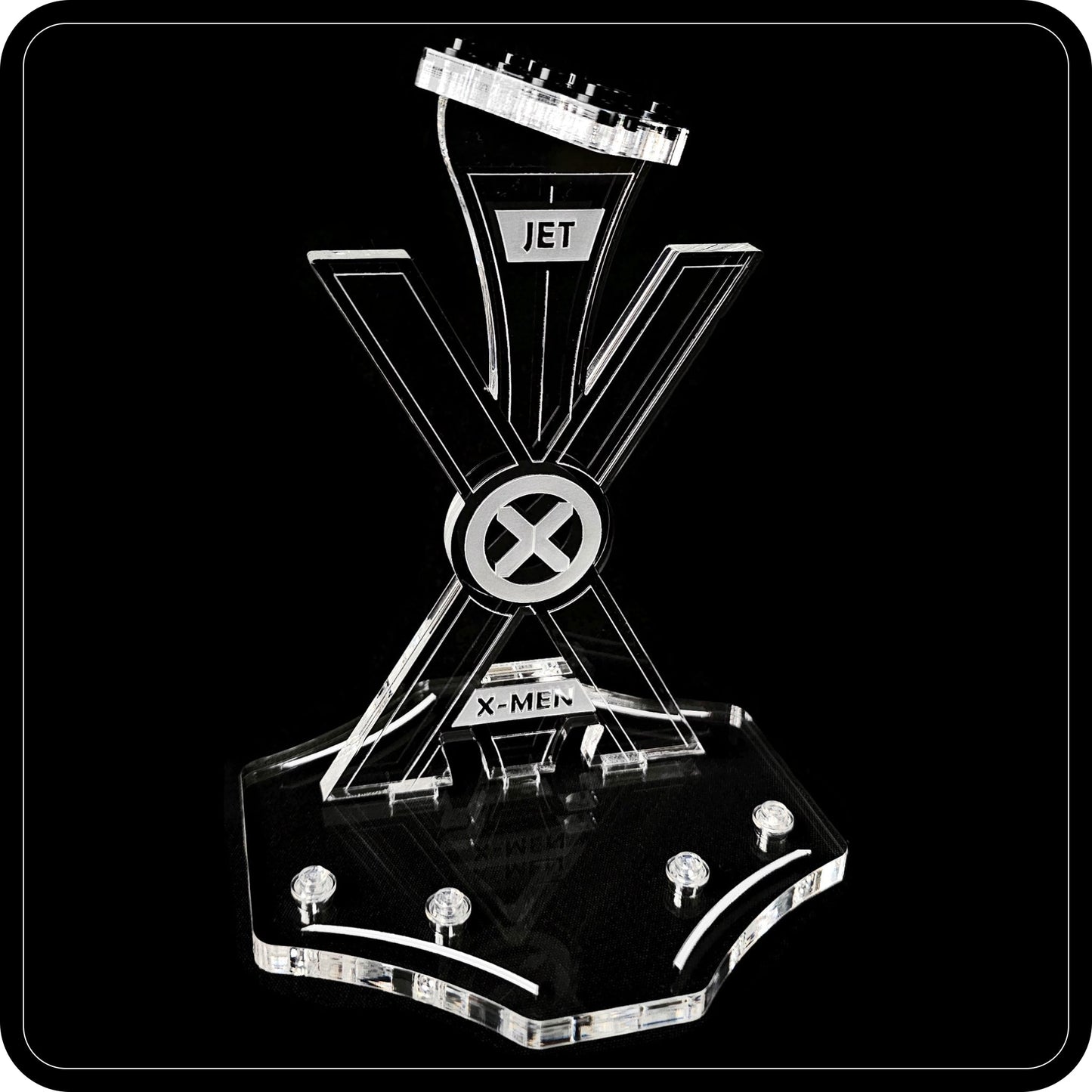 Display stand angled for Lego 76281 X-Men X-Jet + minifigures slots (A1129)-2