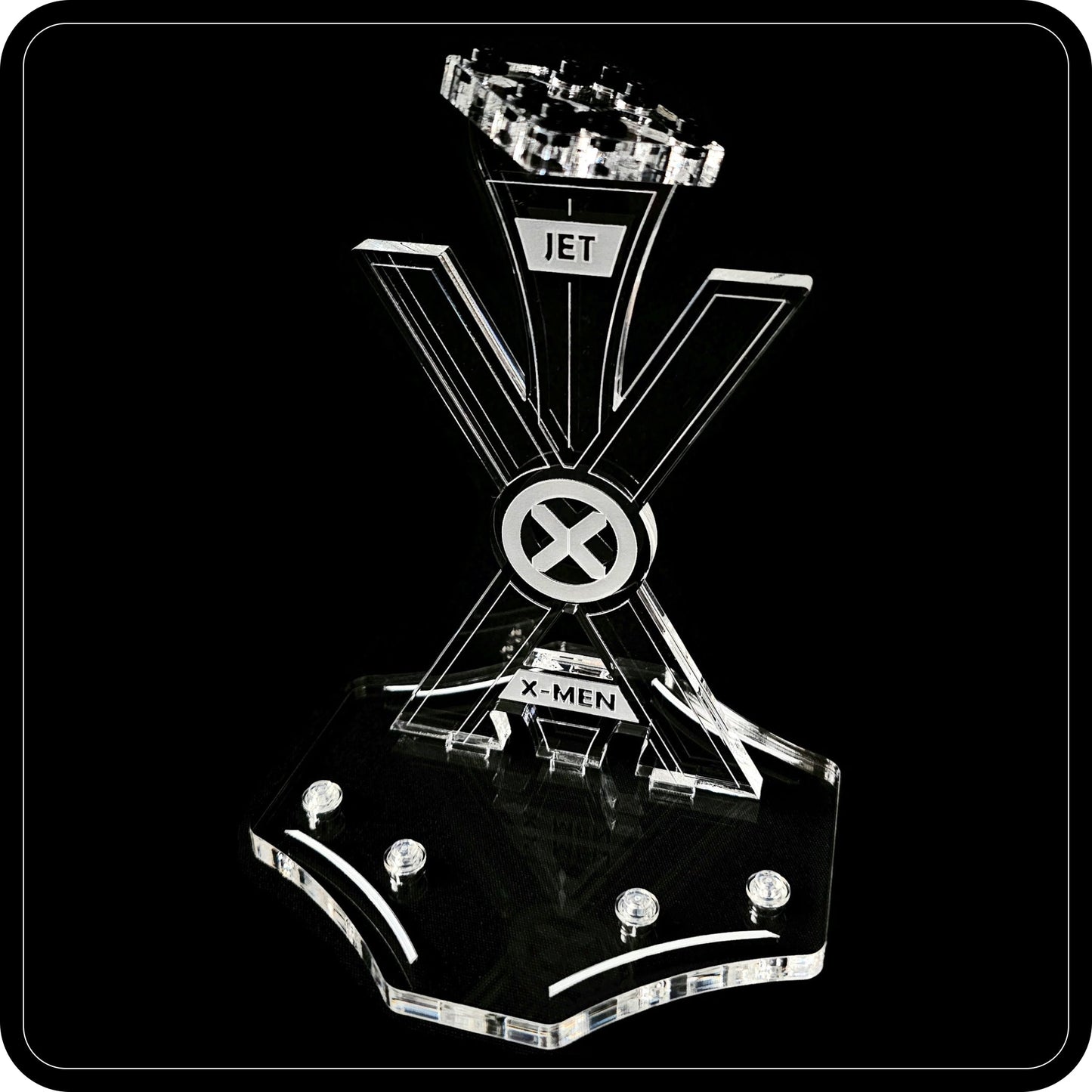 Display stand angled for Lego 76281 X-Men X-Jet + minifigures slots (A1129)-3