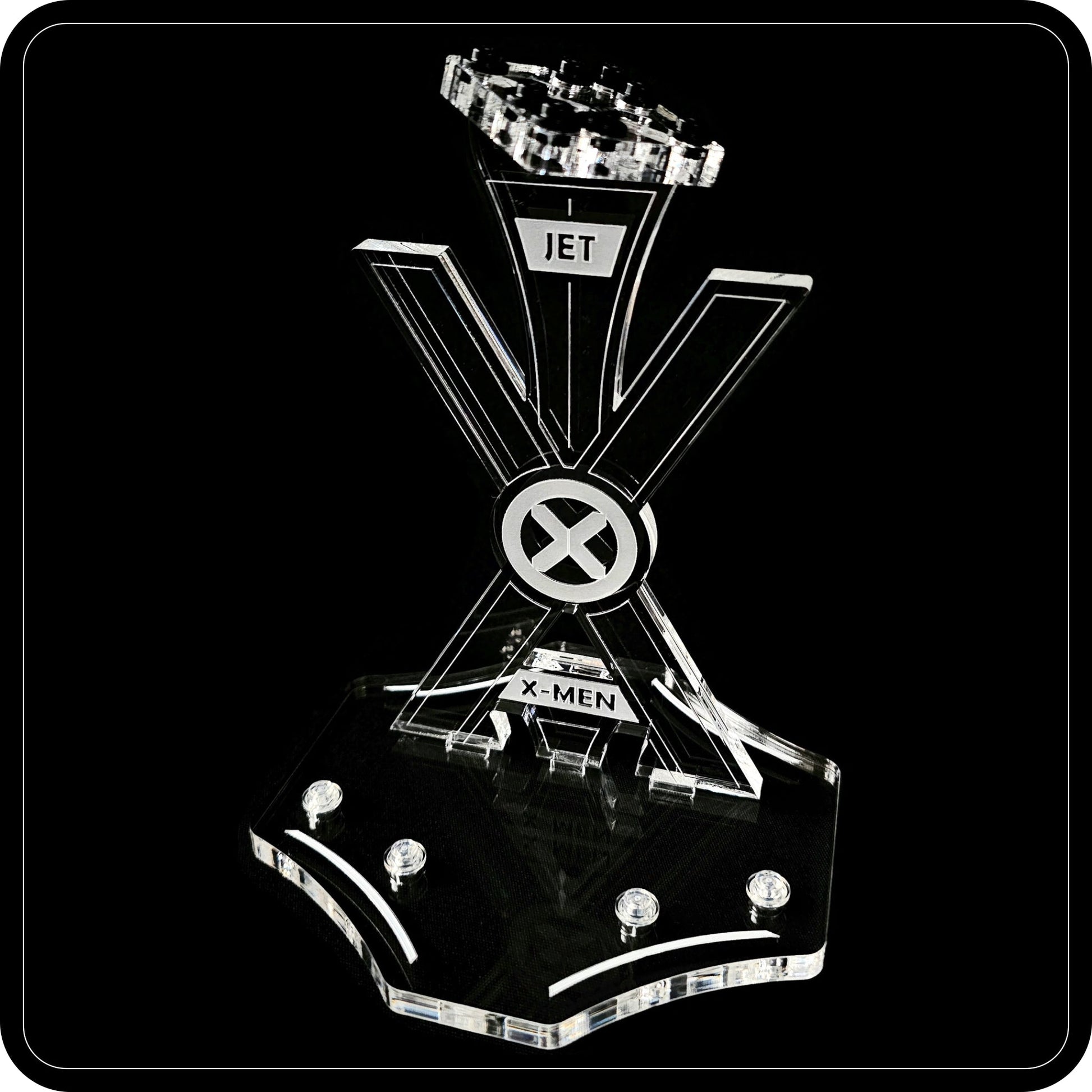 Display stand angled for Lego 76281 X-Men X-Jet + minifigures slots (A1129)-3