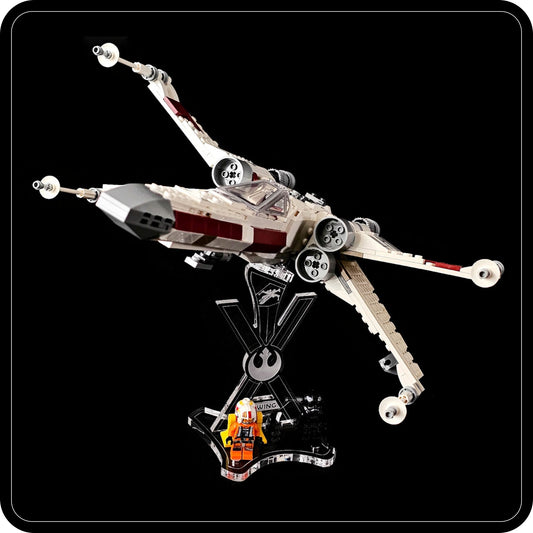 Display stand angled for Lego 75393 X-WING Fighter + minifigures slots (A1130)-1