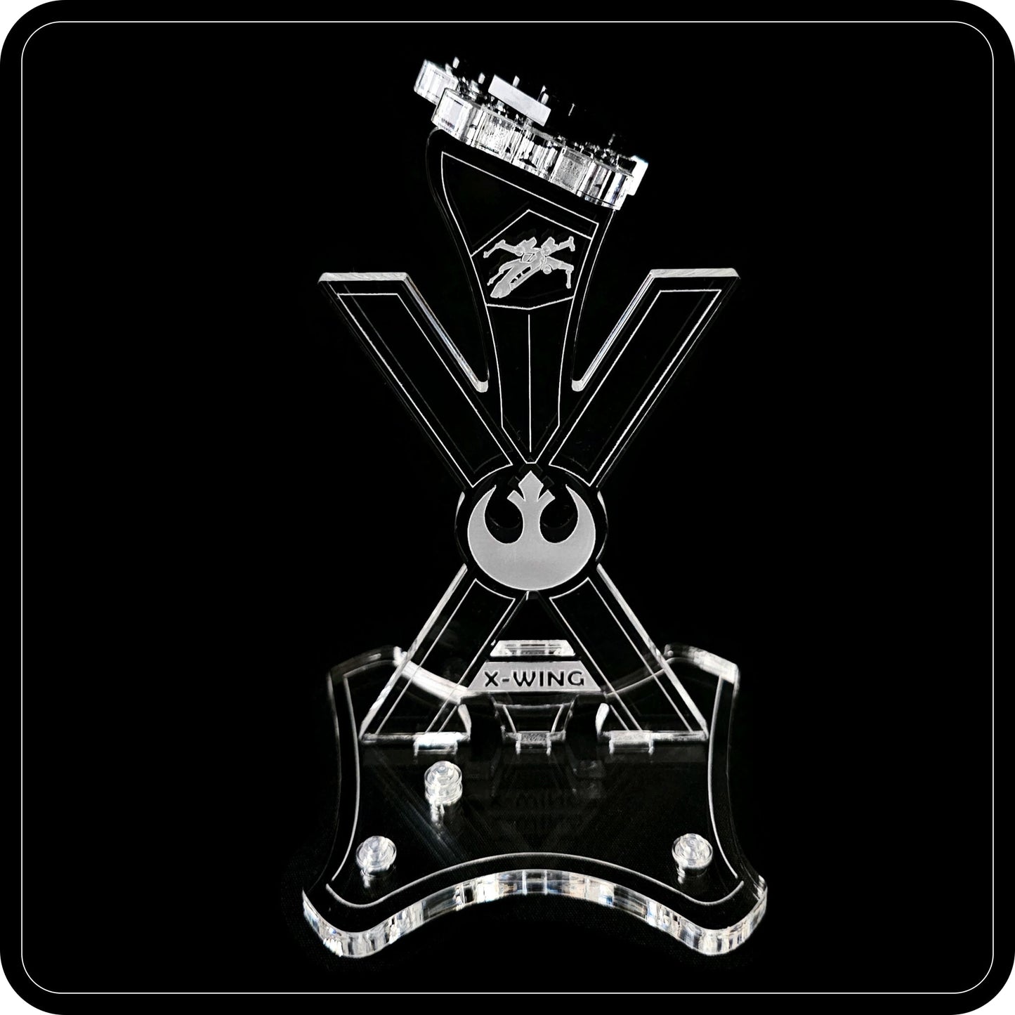 Display stand angled for Lego 75393 X-WING Fighter + minifigures slots (A1130)-4