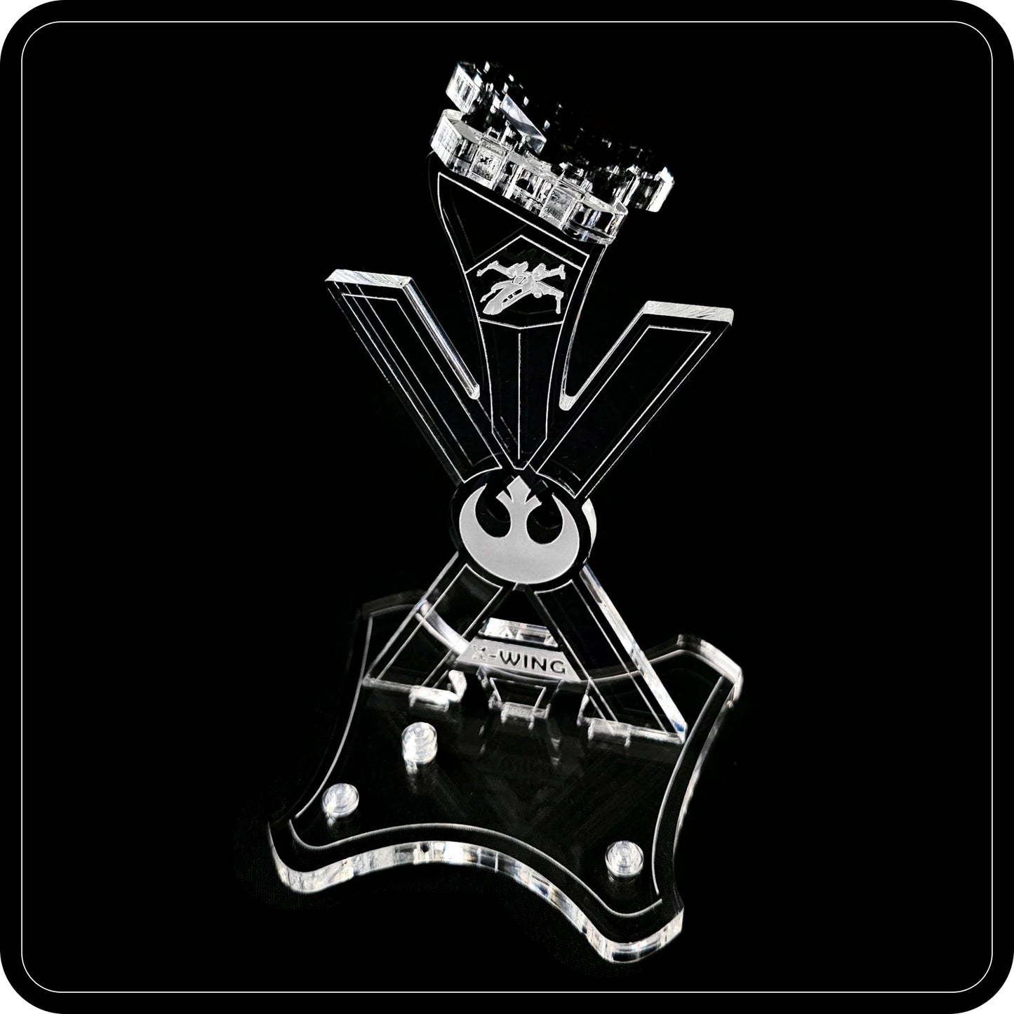 Display stand angled for Lego 75393 X-WING Fighter + minifigures slots (A1130)-5