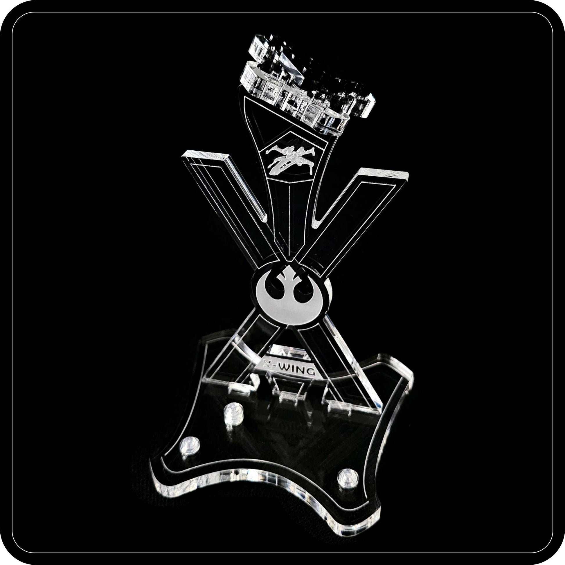 Display stand angled for Lego 75393 X-WING Fighter + minifigures slots (A1130)-5