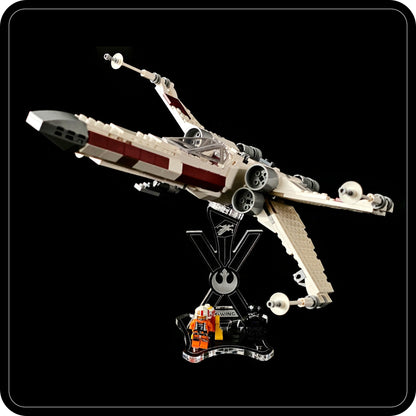 Display stand angled for Lego 75393 X-WING Fighter + minifigures slots (A1130)-7