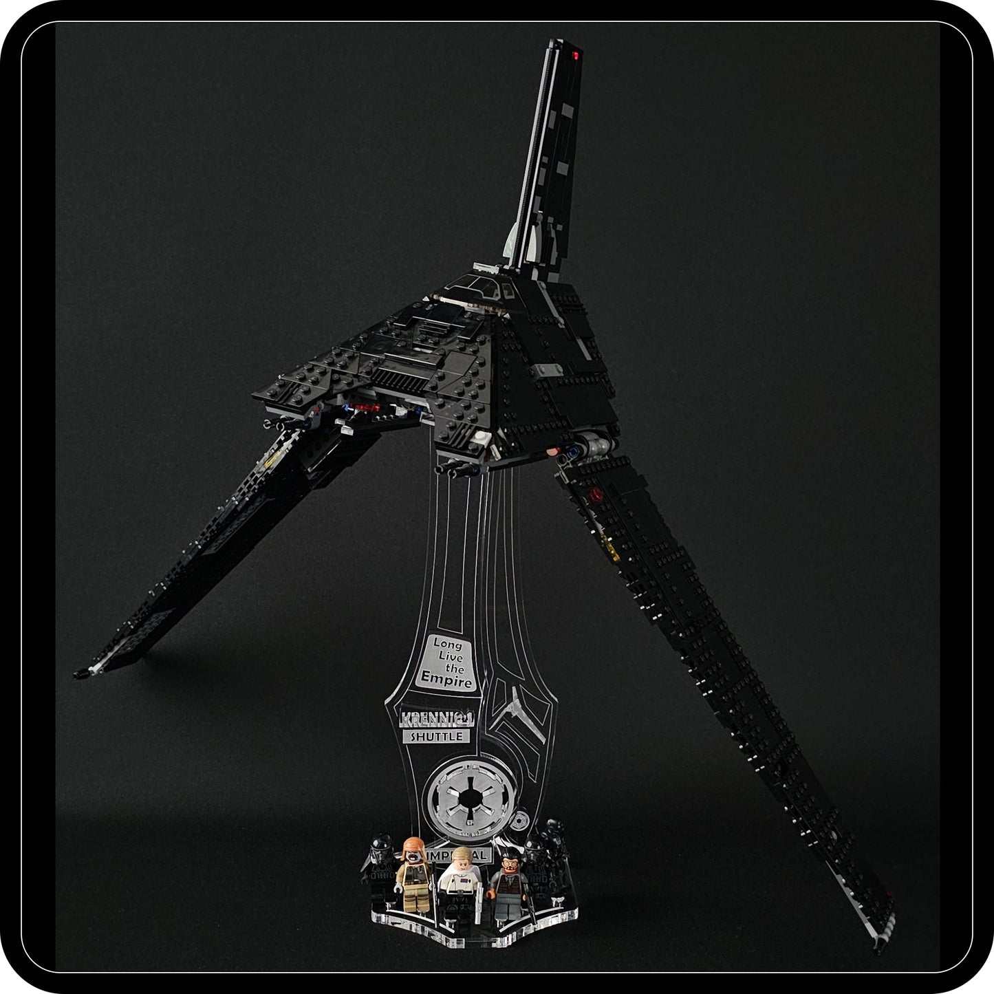 Display stand angled for Lego - 75156 Krennic's Imperial Shuttle + minifigures slots (A1131)-1