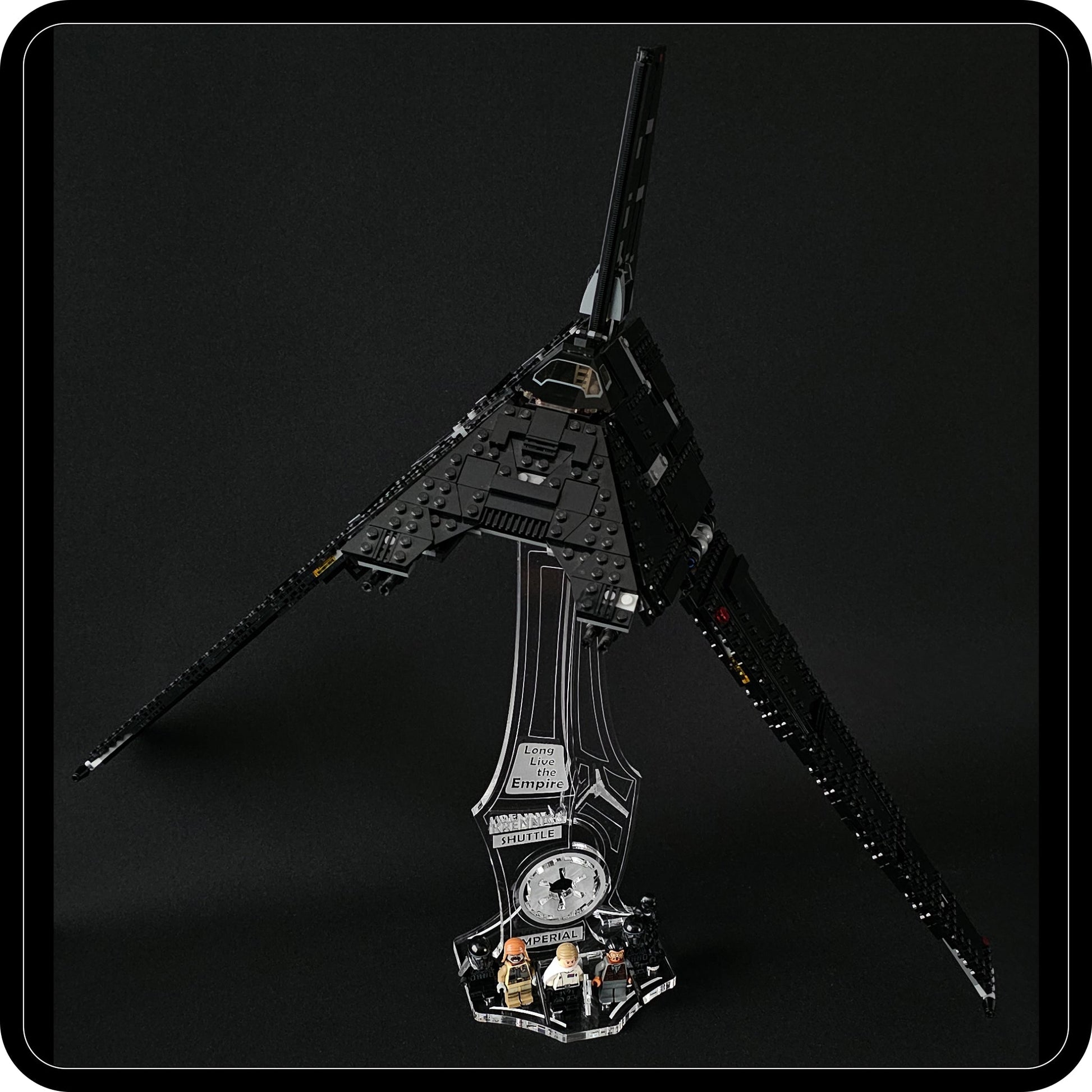 Display stand angled for Lego - 75156 Krennic's Imperial Shuttle + minifigures slots (A1131)-2