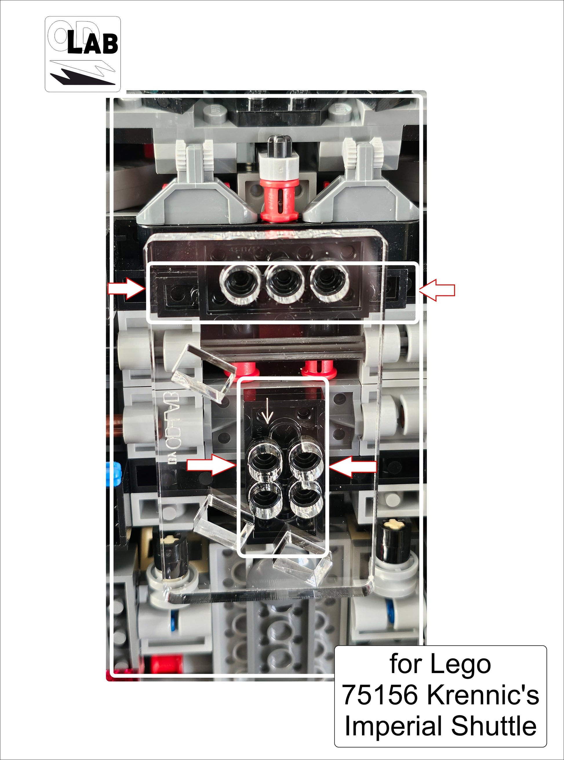 Display stand angled for Lego - 75156 Krennic's Imperial Shuttle + minifigures slots (A1131)-f