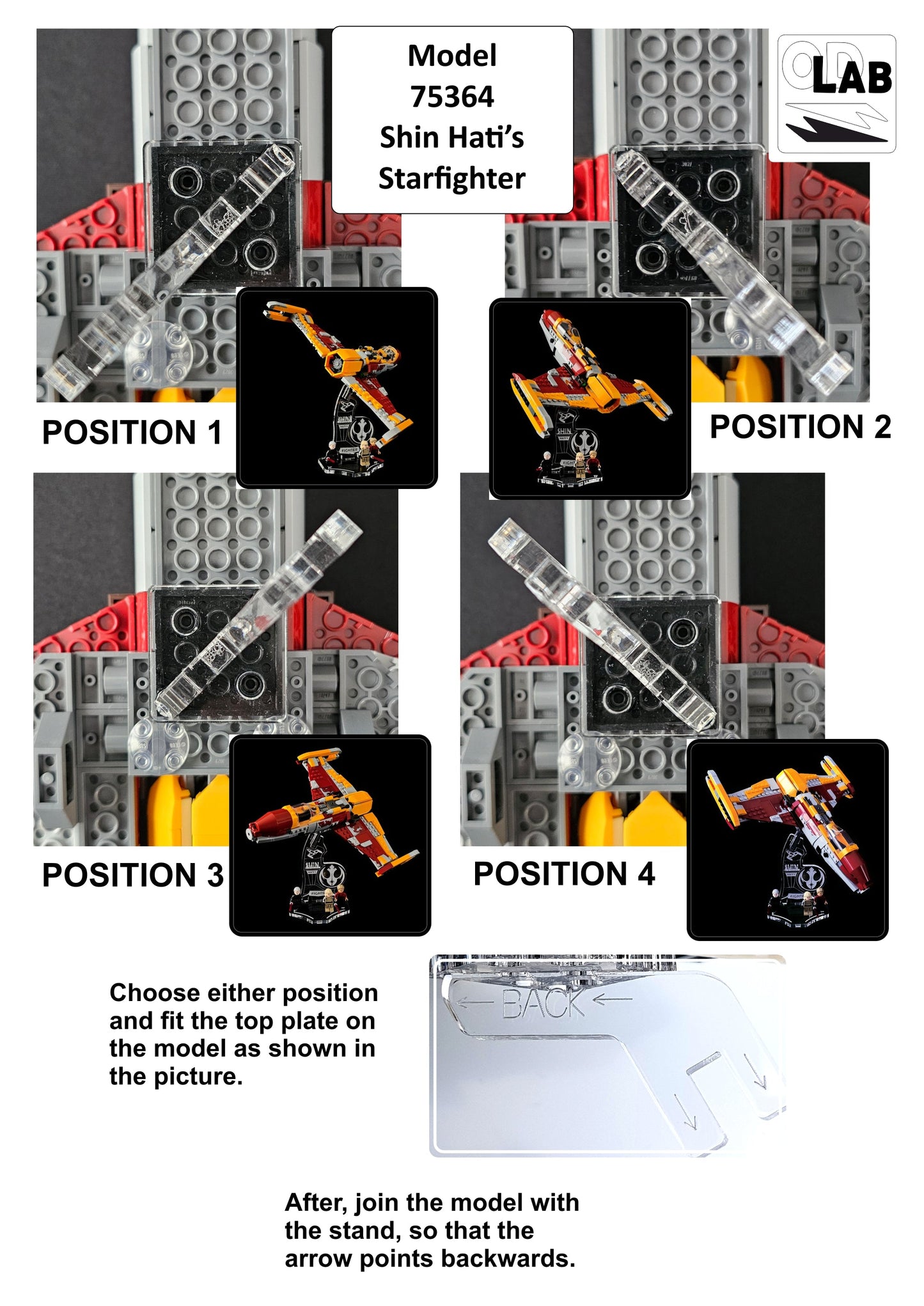 Display stand angled for Lego 75364 Shin Hati’s Starfighter (A1133)-f