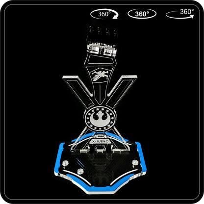 Display stand angled for Lego 75460 X-Wing Starfighter blue-white + minifigures slots (A1136)-2