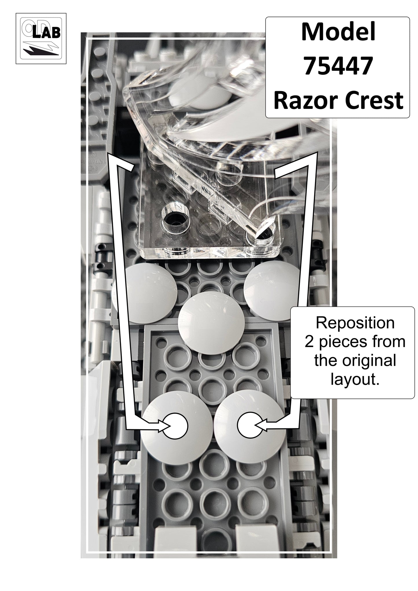 Display stand angled for Lego 75447 Razor Crest + minifigures slots (A1138)-f