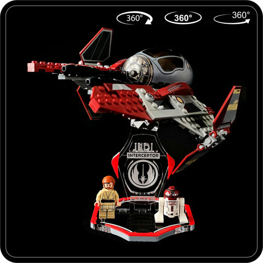 Display stand for Lego 75135 Obi Wan's Interceptor -S red-grey + minifigures slots (A2016)-1