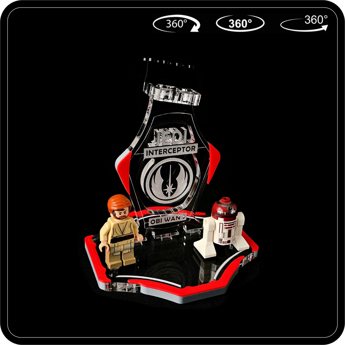 Display stand for Lego 75135 Obi Wan's Interceptor -S red-grey + minifigures slots (A2016)-5