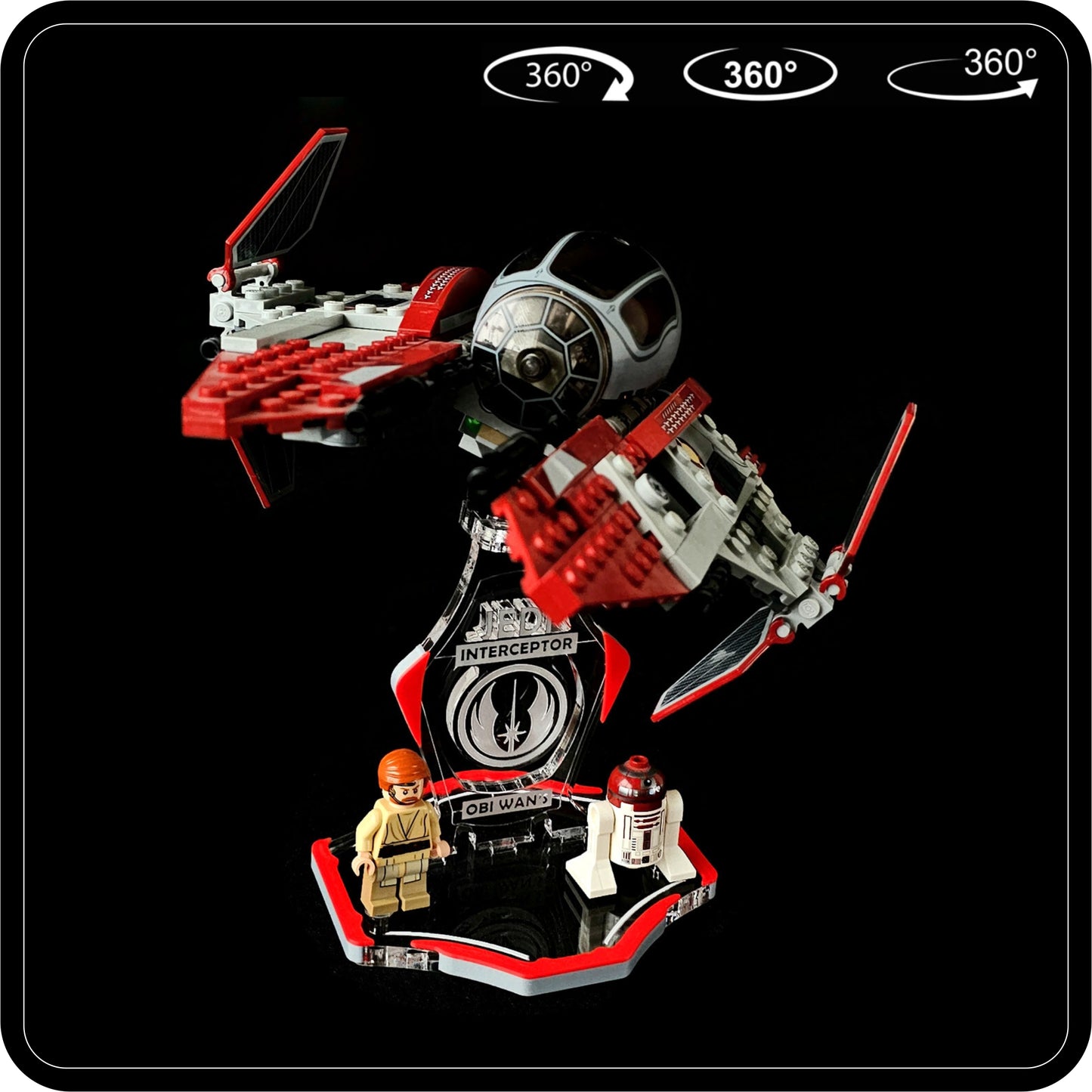 Display stand for Lego 75135 Obi Wan's Interceptor -S red-grey + minifigures slots (A2016)-6