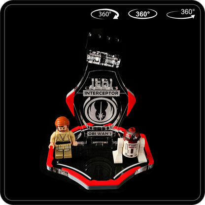 Display stand for Lego 75135 Obi Wan's Interceptor -S red-grey + minifigures slots (A2016)-7