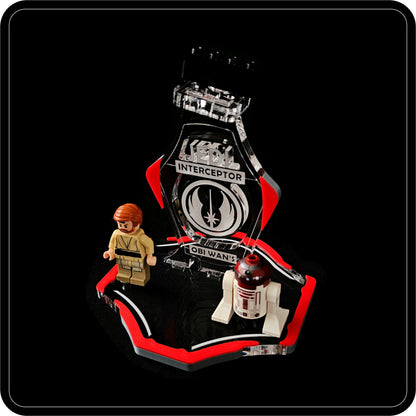 Display stand for Lego 75135 Obi Wan's Interceptor -S red-grey + minifigures slots (A2016)-9