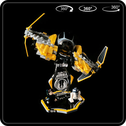 Display stand for Lego 75038-75281-7256 Jedi Interceptor yellow-grey + minifigures slots (A2018) - product photo