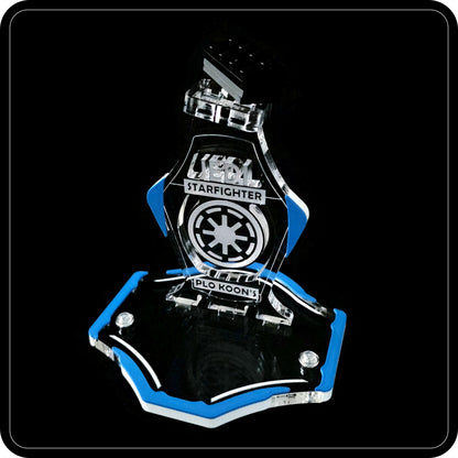 Display stand for Lego 8093 Plo Koon's Jedi Starfighter -blue-white + minifigures slots (A2079)-5