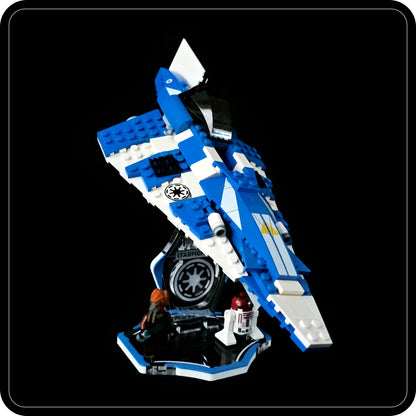 Display stand for Lego 8093 Plo Koon's Jedi Starfighter -blue-white + minifigures slots (A2079)-7