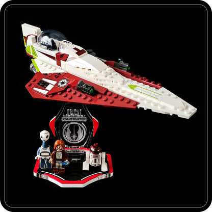Display stand for Lego 75333 Obi Wan's Starfighter -red-white + minifigures slots (A2096)-2