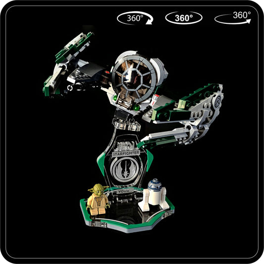 Display stand for Lego 75360-75168 Yoda's Jedi Starfighter -green-grey + minifigures slots (A2100)-1