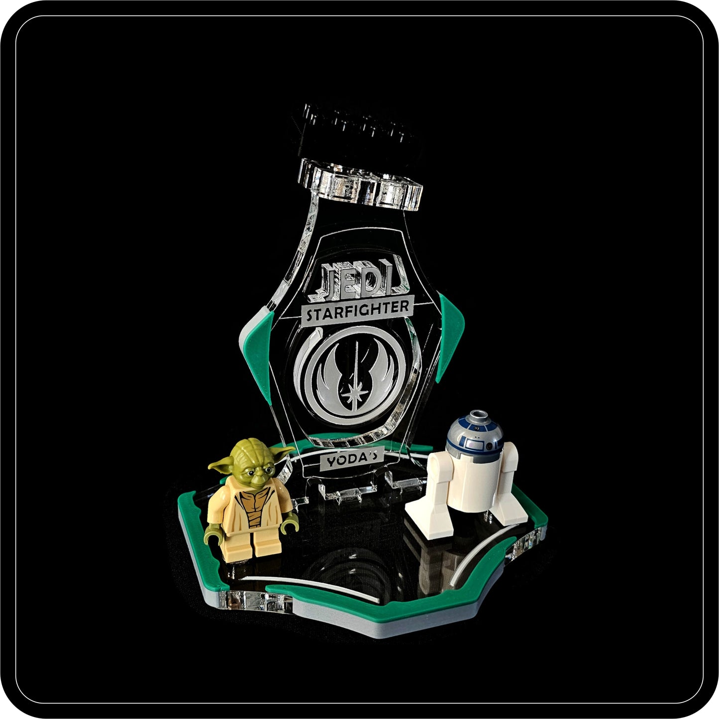 Display stand for Lego 75360-75168 Yoda's Jedi Starfighter -green-grey + minifigures slots (A2100)-5