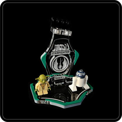 Display stand for Lego 75360-75168 Yoda's Jedi Starfighter -green-grey + minifigures slots (A2100)-5