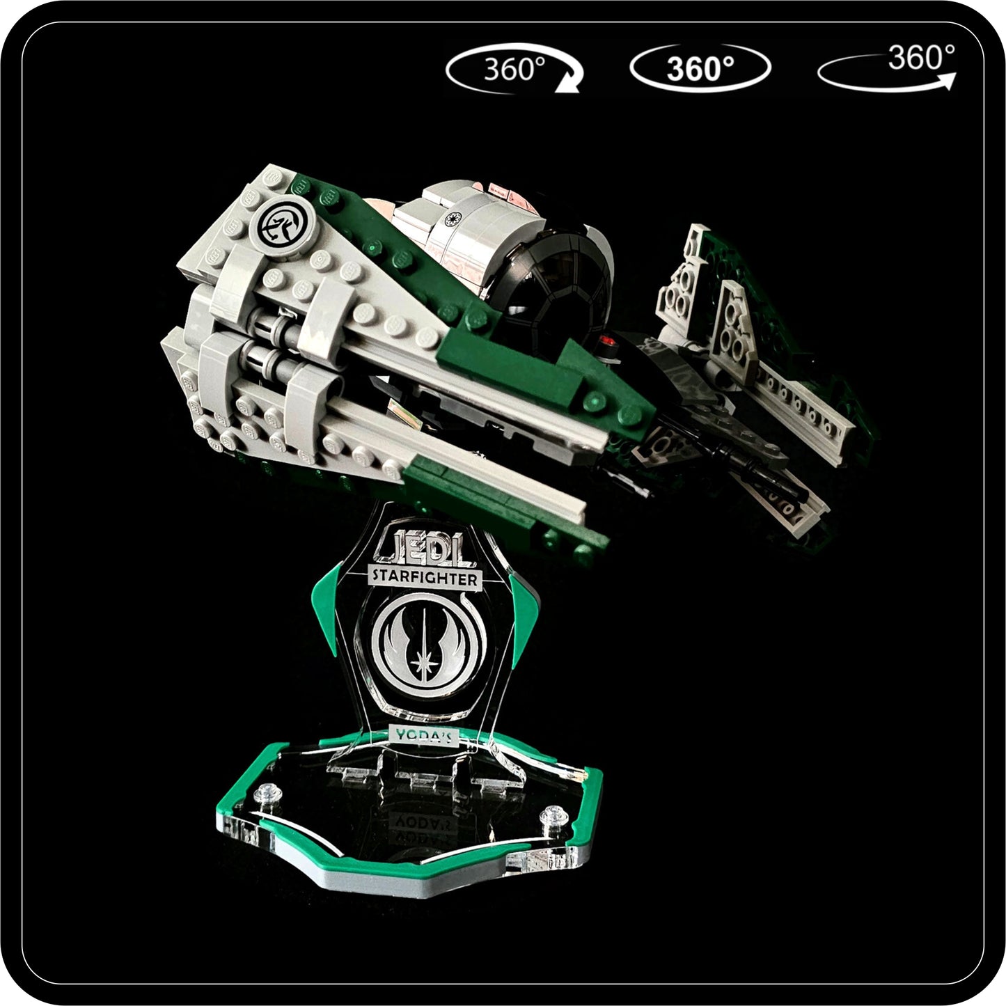 Display stand for Lego 75360-75168 Yoda's Jedi Starfighter -green-grey + minifigures slots (A2100)-7