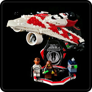 Display stand for Lego 75388 Jedi Bob's Starfighter -red-white + minifigures slots (A2106)