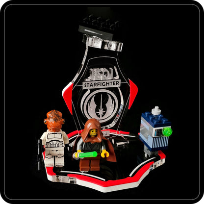 Display stand for Lego 75388 Jedi Bob's Starfighter -red-white + minifigures slots (A2106)-7