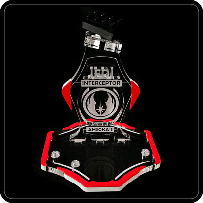 Display stand for Lego 75401 Ahsoka's Jedi Interceptor -red-white + minifigures slots (A2111)-4