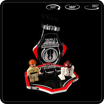 Display stand for Lego 75135 Obi Wan's Interceptor -S red-white + minifigures slots (A3016)-5