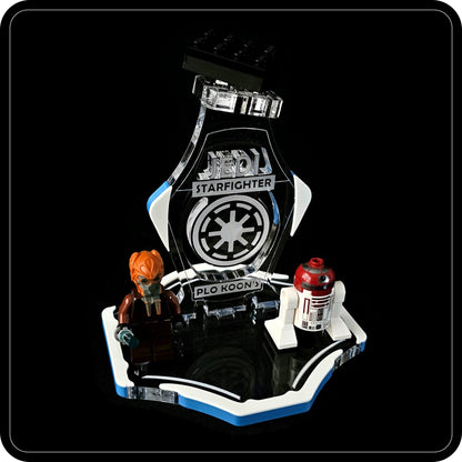 Display stand for Lego 8093 Plo Koon's Jedi Starfighter -white-blue + minifigures slots (A3079)-7