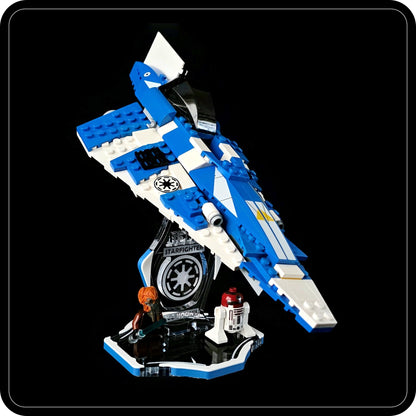 Display stand for Lego 8093 Plo Koon's Jedi Starfighter -white-blue + minifigures slots (A3079)-8