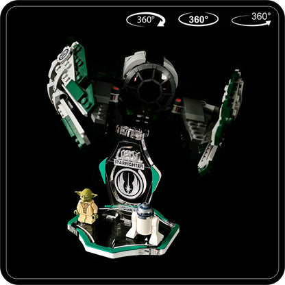 Display stand for Lego 75360-75168 Yoda's Jedi Starfighter -green-white + minifigures slots (A3100)-2