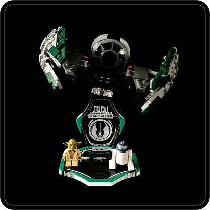 Display stand for Lego 75360-75168 Yoda's Jedi Starfighter -green-white + minifigures slots (A3100)-7