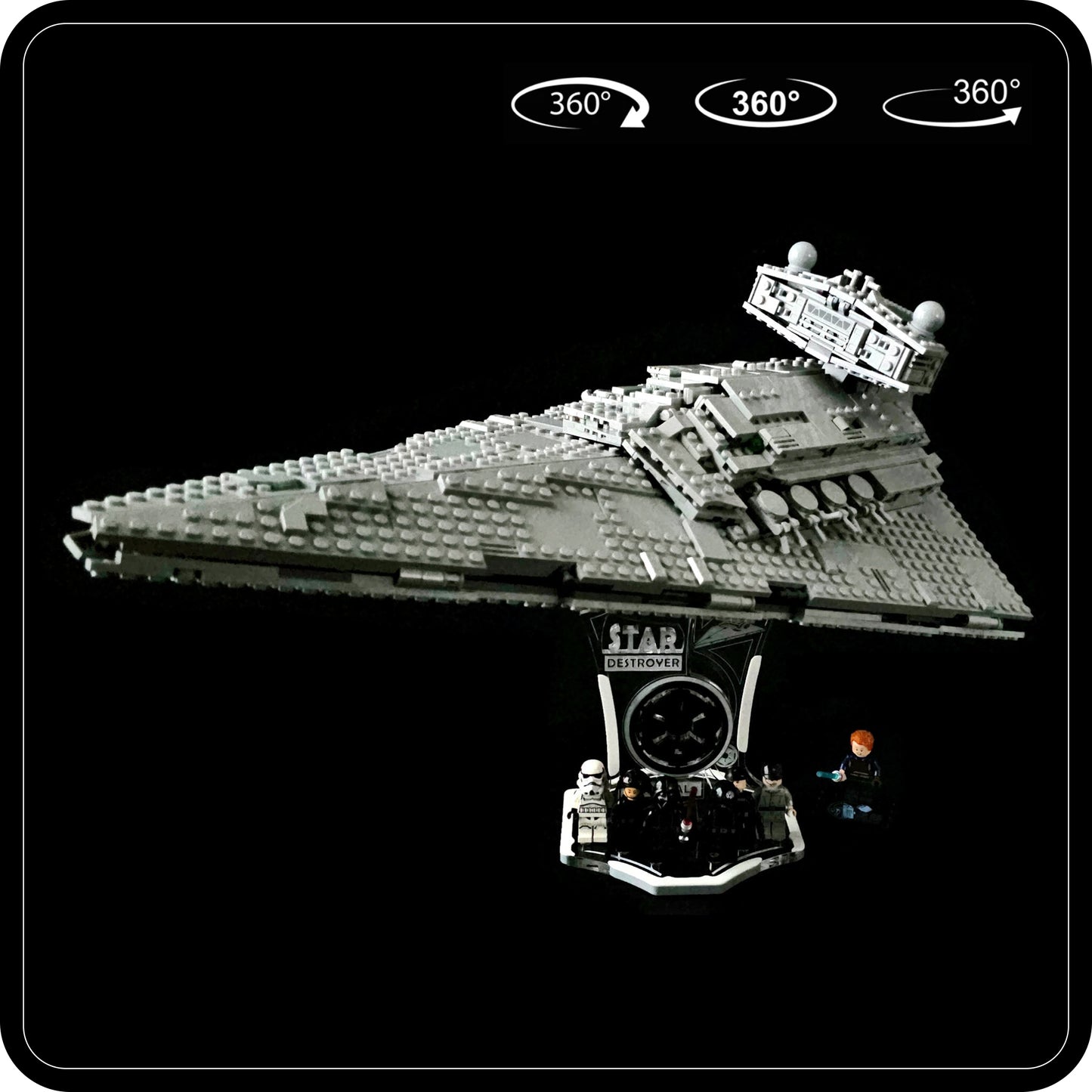 Display stand angled for Lego 75394-75055 - Imperial Star Destroyer - white-grey + minifigures slots (A3107)-1
