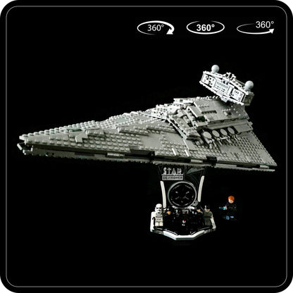 Display stand angled for Lego 75394-75055 - Imperial Star Destroyer - white-grey + minifigures slots (A3107)-1
