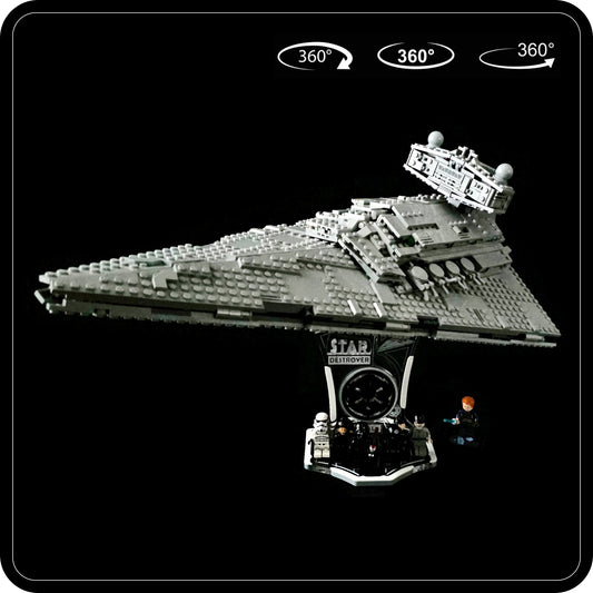 Display stand angled for Lego 75394-75055 - Imperial Star Destroyer - white-grey + minifigures slots (A3107)-1