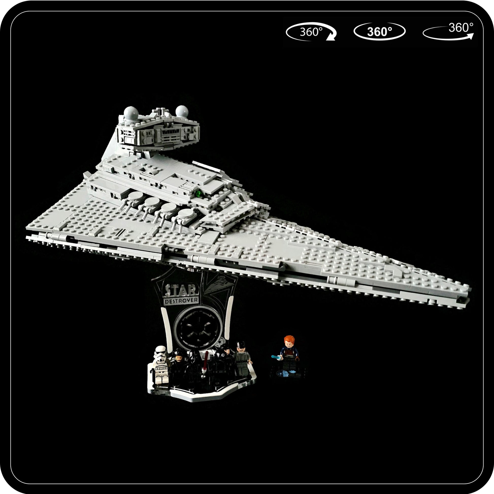 Display stand angled for Lego 75394-75055 - Imperial Star Destroyer - white-grey + minifigures slots (A3107)-2