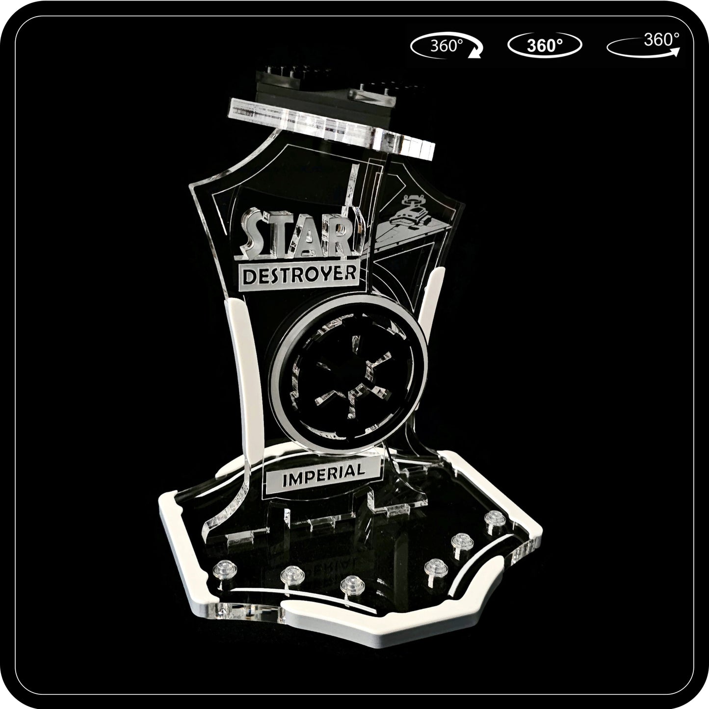 Display stand angled for Lego 75394-75055 - Imperial Star Destroyer - white-grey + minifigures slots (A3107)-3